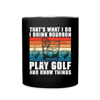 Bourbon & Golf Whikey Golfspieler Golfer - Full Colour Mug - black - Front