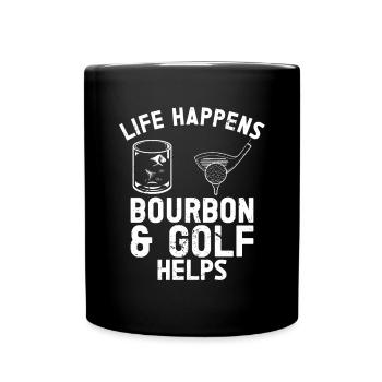 Bourbon & Golf Whikey Golfspieler Golfer - Full Colour Mug - black - Front