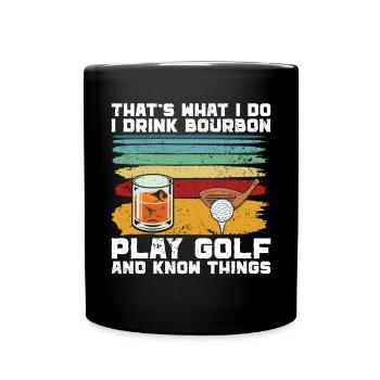 Bourbon & Golf Whikey Golfspieler Golfer - Full Colour Mug - black - Front