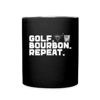 Bourbon & Golf Whikey Golfspieler Golfer - Tasse einfarbig - Schwarz - Vorne