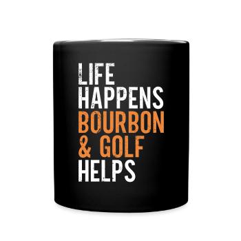 Bourbon & Golf Whikey Golfspieler Golfer - Full Colour Mug - black - Front