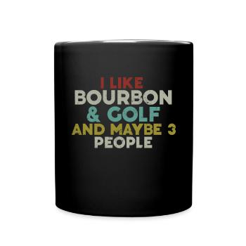 Bourbon & Golf Whikey Golfspieler Golfer - Full Colour Mug - black - Front