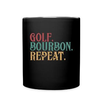 Bourbon & Golf Whikey Golfspieler Golfer - Full Colour Mug - black - Front