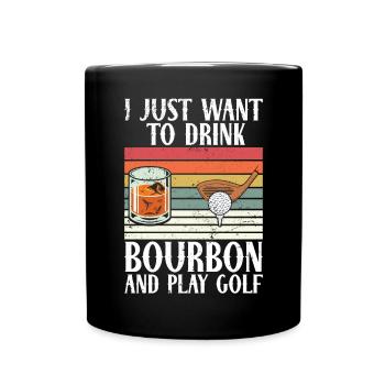 Bourbon & Golf Whikey Golfspieler Golfer - Full Colour Mug - black - Front