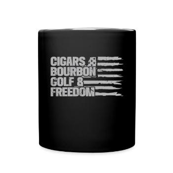 Bourbon & Golf Whikey Golfspieler Golfer - Tasse einfarbig - Schwarz - Vorne