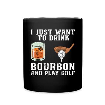 Bourbon & Golf Whikey Golfspieler Golfer - Tasse einfarbig - Schwarz - Vorne