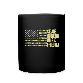 Bourbon & Golf Whikey Golfspieler Golfer - Full Colour Mug - black - Front