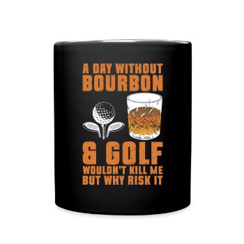 Bourbon & Golf Whikey Golfspieler Golfer - Full Colour Mug - black - Front