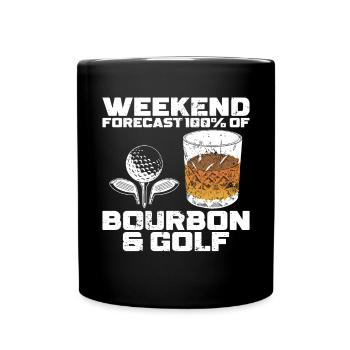 Bourbon & Golf Whikey Golfspieler Golfer - Full Colour Mug - black - Front