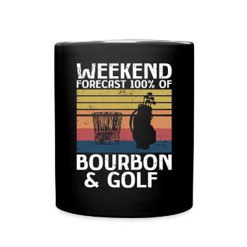 Bourbon & Golf Whikey Golfspieler Golfer - Full Colour Mug - black - Front