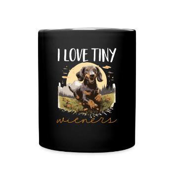 Teckel blaireau saucisse chien J’aime les minuscules Wieners - Mug uni - noir - Devant