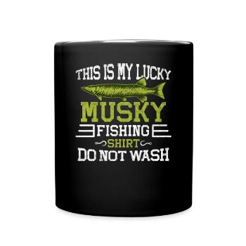 Do Not Wash - This Is My Lucky Musky Fishing Musky - Full Colour Mug - black - Front