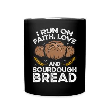 I walk on love and sourdough bread - Full Colour Mug - black - Front
