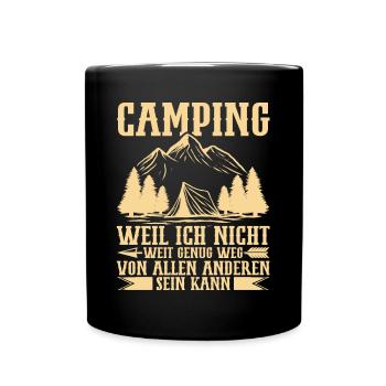 Campingliebhaber Wohnwagenbesitzer Camping Zelten - Tasse einfarbig - Schwarz - Vorne