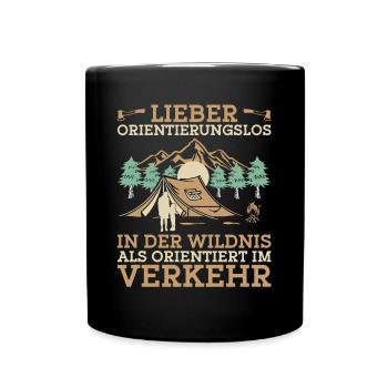 Wohnmobil Camping Zelten Campingliebhaber - Tasse einfarbig - Schwarz - Vorne