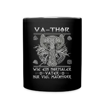 Herren Vathor - Vatertag Vatertagsgeschenk Viking - Tasse einfarbig - Schwarz - Vorne