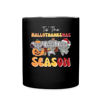 Tis' the Hallothanksmas Season Elefant - Full Colour Mug - black - Front