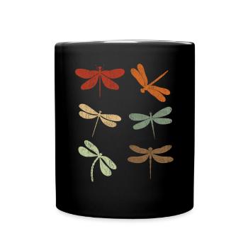 Dragonfly Retro Vintage Libellules - Mug uni - noir - Devant