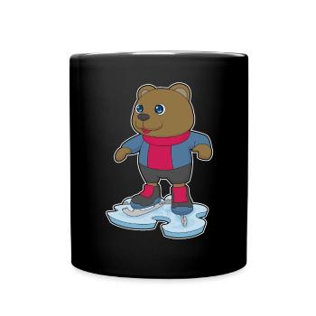 Bear Ice Skating Skates - Full Colour Mug - black - Front