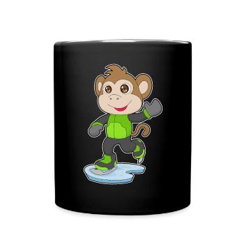 Monkey Ice Skating Skates - Full Colour Mug - black - Front