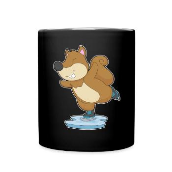Écureuils patinage sur glace patins à glace - Mug uni - noir - Devant