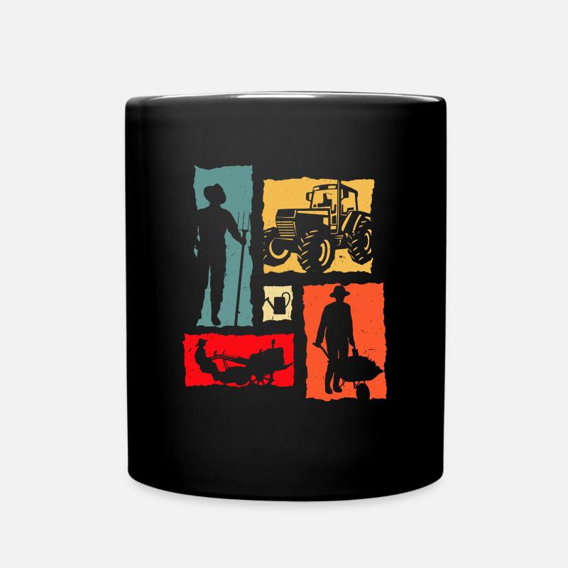 Bauer Retro Landwirt Traktor - Tasse einfarbig - Schwarz
