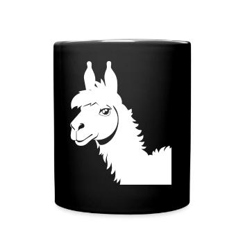 Lustige Lama-Silhouette Freche Spaß-Lamas - Tasse einfarbig - Schwarz - Vorne