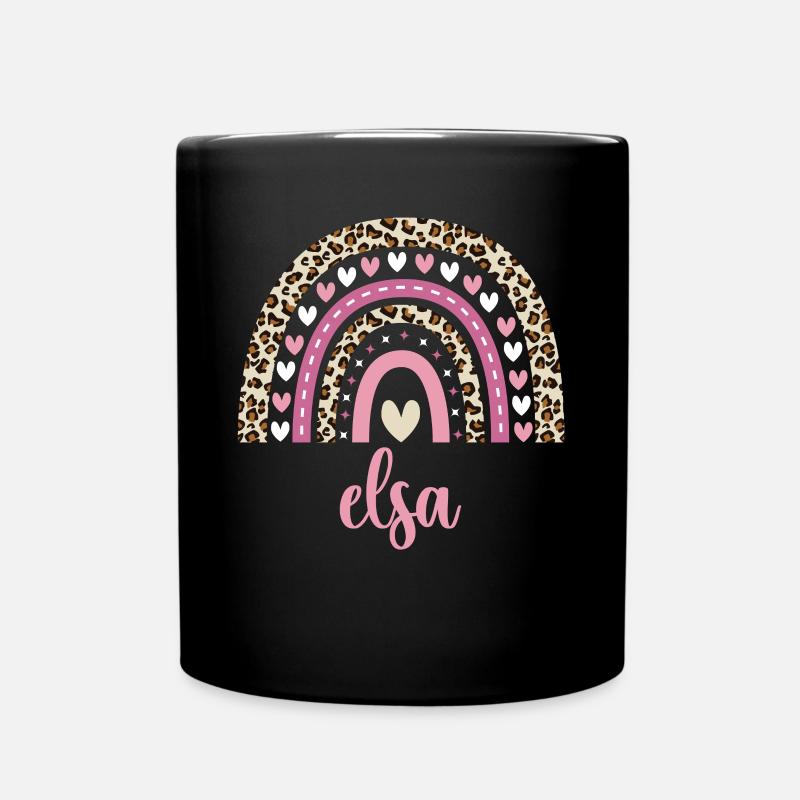 Elsa Regenbogen Name Geburtstag Elsa - Tasse einfarbig - Schwarz