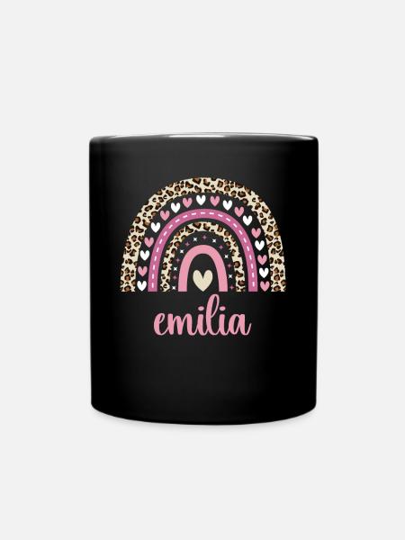 Emilia Regenbogen Name Geburtstag Emilia - Tasse einfarbig - Schwarz