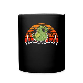 Kakapo Heartbeat Retro - Full Colour Mug - black - Front