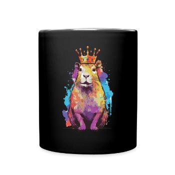 Capybara avec capybara couronne - Mug uni - noir - Devant