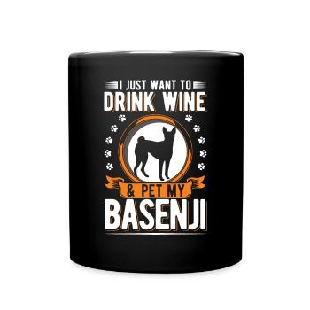 Basenji et vin - Mug uni - noir - Devant