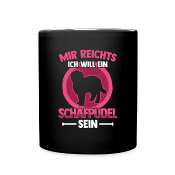 Will ein Schafpudel sein Hütepudel - Tasse einfarbig - Schwarz - Vorne