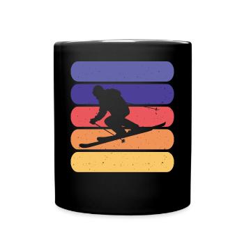 Ski Skifahren Skifahrer - Tasse einfarbig - Schwarz - Vorne