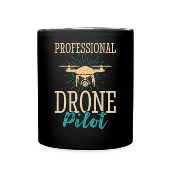 Drohne - Tasse einfarbig - Schwarz - Vorne