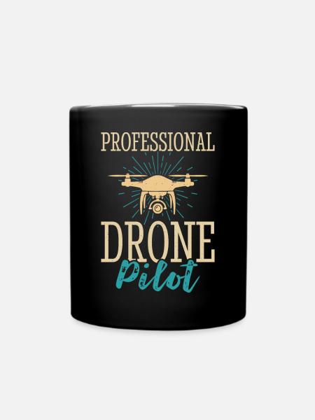 Drohne - Tasse einfarbig - Schwarz