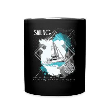 Sailor Sailboat Sailing Ship Sailing Yacht - Mug uni - noir - Devant