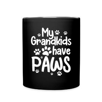 Meine Enkelkinder haben Pfoten Lustiger Hund Katze Oma - Tasse einfarbig - Schwarz - Vorne
