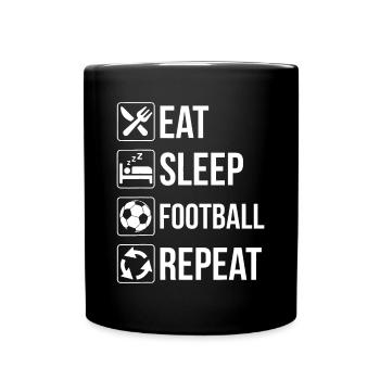 Eat Sleep Football Repeat - Full Colour Mug - black - Front