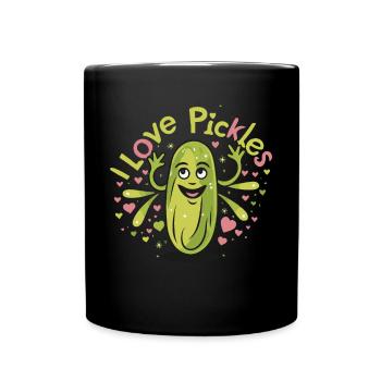 Ich liebe Gurken - Tasse einfarbig - Schwarz - Vorne