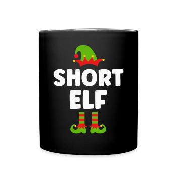 Weihnachten lustig kleiner Elf - Tasse einfarbig - Schwarz - Vorne