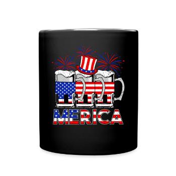 USA 4th of July Beer Merica - Tasse einfarbig - Schwarz - Vorne