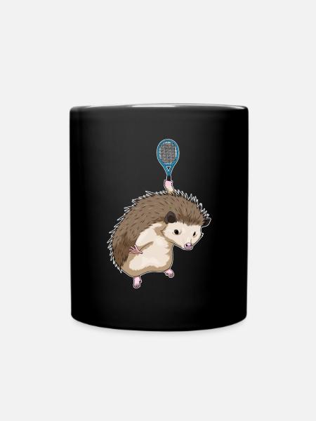 Hedgehog Tennis Tennis Racket - Full Colour Mug - black