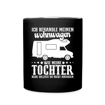Camping Wohnwagen Wohnmobilbesitzer Campen - Tasse einfarbig - Schwarz - Vorne