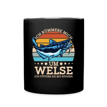 Wels Angeln Norwegen Angelköder Fischerboot - Tasse einfarbig - Schwarz - Vorne