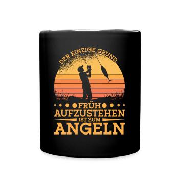 Angler Angelköder Angelhaken Fischen Angeln - Tasse einfarbig - Schwarz - Vorne