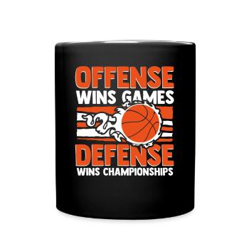 Offense Wins Games Defense Wins Championships - Tasse einfarbig - Schwarz - Vorne
