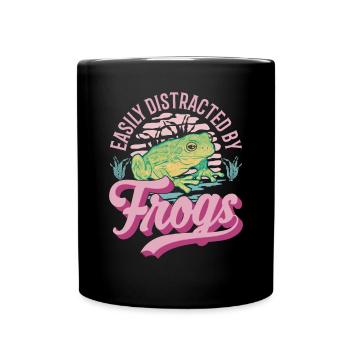 Easily distracted by Frogs Frosch - Tasse einfarbig - Schwarz - Vorne