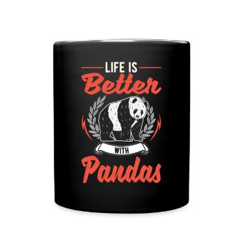 Life is better with pandas - Full Colour Mug - black - Front