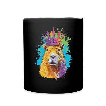 Capybara avec capybara couronne - Mug uni - noir - Devant